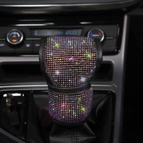 img 2 attached to 🚗 Pinbola Shining Bling Auto Seat Belt Cover & Handbrake Cover & Shift Gear Knob Cushion Set - Lustrous Crystal Diamond Car Decor Accessories (Color) - 4 Pcs Package