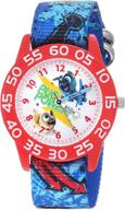🐶 disney boys' blue puppy dog analog-quartz watch - nylon strap, model wds000427, size 16 logo