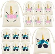 🦄 greca unicorn goody bags for kids - 12 party favor bags with drawstring closure. unicorn themed goodie bags for girls and boys birthday party supplies, perfect for candy, treats, and gifts. logo