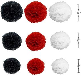 img 3 attached to 🎉 Vibrant Red Black Party Decorations Kit: Pom Poms, Tassels, Balloons & More