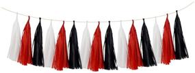 img 2 attached to 🎉 Яркий красный набор для вечеринки в стиле "Черный": помпоны, кисти, шары и многое другое.