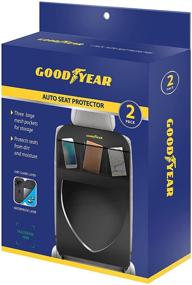 img 1 attached to 🚗 Goodyear GY1219 / 2 Pack Waterproof Car Seat Protector and Organizer, Wipeable Kick Mats, Universal Fit, Built-in Storage Pockets, Easy to Clean, Backseat Dirt Guard