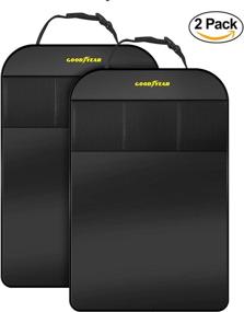 img 3 attached to 🚗 Goodyear GY1219 / 2 Pack Waterproof Car Seat Protector and Organizer, Wipeable Kick Mats, Universal Fit, Built-in Storage Pockets, Easy to Clean, Backseat Dirt Guard
