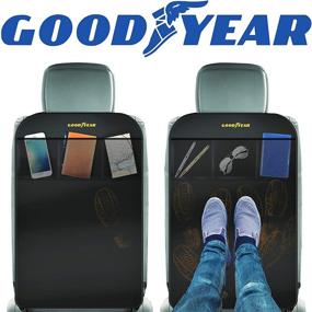 img 4 attached to 🚗 Goodyear GY1219 / 2 Pack Waterproof Car Seat Protector and Organizer, Wipeable Kick Mats, Universal Fit, Built-in Storage Pockets, Easy to Clean, Backseat Dirt Guard