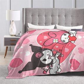 img 2 attached to 🔥 Ultra-Soft Micro Fleece Blanket by Palglg: Lovely Kuromi and My Melody Edition - All-Season Indoor & Car Use, Soft & Comfortable (50x40)