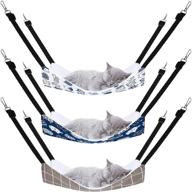 🐱 3-pack reversible cat hanging hammock with adjustable straps and hooks - double-sided pet cage hammock bed for small animals, resting sleepy pad for pets logo