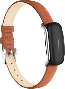 img 4 attached to 👫 ZUKVYE Slim Thin Genuine Leather Bands - Compatible with Bond Touch Bracelet, Brown - New Genuine Leather Replacement Strap for Women and Men