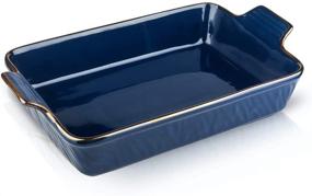 img 4 attached to 🍽️ KOOV Individual Lasagne Pan Deep: Ceramic Bakeware for Tapas, Roasting, and Casseroles - Texture Series (Aegean)