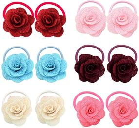 img 2 attached to 🎀 Stylish and Adorable: Elesa Miracle 12 Pairs Baby Girls Hair Bow Elastic Ties - Mini Bow Hair Elastics for a Cute and Chic Look!