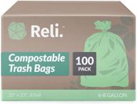 🌿 reli. compostable trash bags 6-10 gallon - 100 count | eco-friendly green compost bags for 6-10 gallon capacity | astm d6400 certified | reliable garbage bags (6 gal - 10 gallon) logo