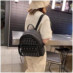 img 3 attached to Womens Studded Leather Backpack Casual