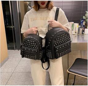 img 2 attached to Womens Studded Leather Backpack Casual
