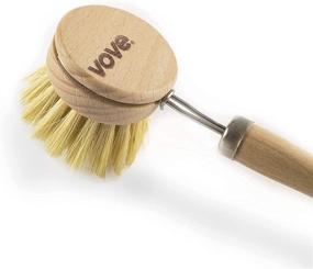 img 2 attached to 🌿 Vove Premium Bamboo Dish Brush with Long Handle and 3 Replacement Heads - Natural Fibre, Eco-Friendly Wooden Dish Brush for Washing and Cleaning