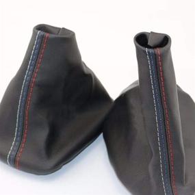 img 3 attached to 2-Piece Set: Pursuestar Manual Car Gear Shift Knob Collar and Leather Handbrake Boot Cover Sleeve for BMW 3 Series E46 (1999-2005) and E36 M3 (1991-1998)