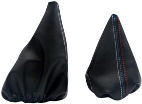 img 4 attached to 2-Piece Set: Pursuestar Manual Car Gear Shift Knob Collar and Leather Handbrake Boot Cover Sleeve for BMW 3 Series E46 (1999-2005) and E36 M3 (1991-1998)