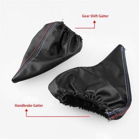 img 2 attached to 2-Piece Set: Pursuestar Manual Car Gear Shift Knob Collar and Leather Handbrake Boot Cover Sleeve for BMW 3 Series E46 (1999-2005) and E36 M3 (1991-1998)