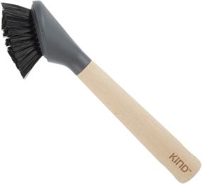 img 3 attached to Premium Casabella Wood Round Dish Brush: Natural/Black Bristles for Efficient Cleaning