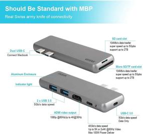 img 3 attached to 7в1 USB C хаб адаптер для MacBook Air/Pro 💻 2019/2018-2016 с 4K HDMI, USB 3.0, SD/Micro кардридерами и дополнительными функциями.