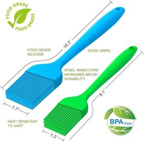 img 3 attached to 🔥 ORYVID Silicone Pastry Brush Set - Ideal for Cooking, Baking, and Grilling - Includes 10.3in &amp; 8.1in Brushes!