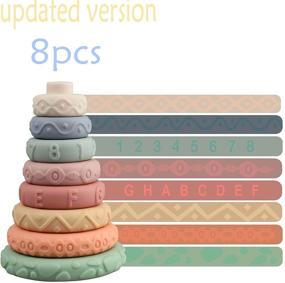 img 2 attached to 🔠 Set of 8 Stacking Rings Soft Toys for Babies 6-18 Months - Sensory Educational Montessori Blocks for Toddlers - Infant Developmental Teething Learning Stacker - Ideal for Girls, Boys, and Newborns