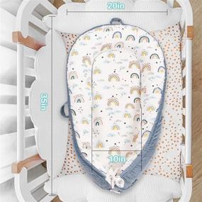 img 1 attached to 🌈 Rainbow Baby Nest: Portable, Soft Cotton Co-Sleeping Bassinet for Traveling and Napping