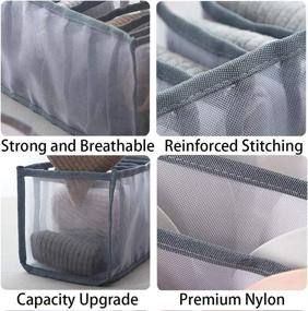 img 2 attached to 👙 Women's Foldable Nylon Bra Underwear Drawer Organizer - Closet Dresser Divider for Panties, Ties, Socks, Baby Clothes - 3 Packs (6/7/11 Grid, Gray)