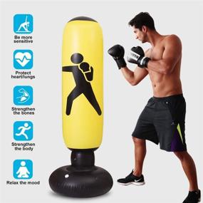 img 2 attached to 🎄 Christmas 63” Inflatable Punching Bag with Stand: Ultimate Stress-Relief Gift for Kids and Adults with Immediate Bounce-Back Action, Ideal for Karate and Taekwondo Home Boxing Practice