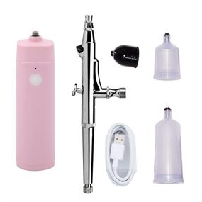 img 3 attached to Cordless Airbrush Kit Pinkiou: Portable Makeup Set for Travel, Free Foundation Spray Paint Airbrush Kit for Painting with 3 Different Cups, Ideal for Nail Art and Decorating