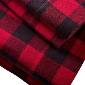 img 3 attached to 🛏️ Rustic Buffalo Check Flannel Bed Sheet Set by Amazon Brand – Stone & Beam, Queen Size, Red and Black