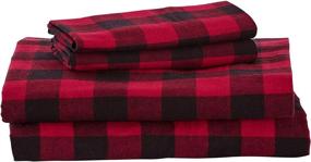 img 4 attached to 🛏️ Rustic Buffalo Check Flannel Bed Sheet Set by Amazon Brand – Stone & Beam, Queen Size, Red and Black