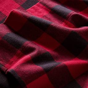 img 2 attached to 🛏️ Rustic Buffalo Check Flannel Bed Sheet Set by Amazon Brand – Stone & Beam, Queen Size, Red and Black