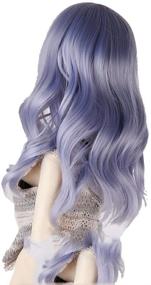 img 2 attached to High Temperature Synthetic Fiber Long Loose Curly Light Blue Ombre White Doll Wig with Full Bangs - Suitable for 1/3, 1/4, 1/6, 1/8 BJD SD Doll Wigs