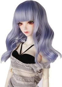 img 4 attached to High Temperature Synthetic Fiber Long Loose Curly Light Blue Ombre White Doll Wig with Full Bangs - Suitable for 1/3, 1/4, 1/6, 1/8 BJD SD Doll Wigs