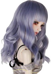 img 3 attached to High Temperature Synthetic Fiber Long Loose Curly Light Blue Ombre White Doll Wig with Full Bangs - Suitable for 1/3, 1/4, 1/6, 1/8 BJD SD Doll Wigs
