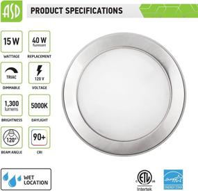 img 3 attached to ASD (6 Pack) 6 Inch LED Disk Light Dimmable Recessed Lighting Fixture Brushed Nickel Low Profile Flush Mount Ceiling Light 15=100W Eq Lighting & Ceiling Fans and Ceiling Lights