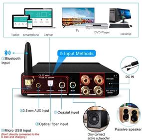 img 3 attached to 🎵 FX AUDIO Усилитель мощности Bluetooth 5.0 2.1 канала с DSP-управлением басами и высокими: улучшите звук с активным сабвуфером - 60Wx2 QCC3003 TAS5342A USB Стерео Полный цифровой класс D усилитель с пультом дистанционного управления для домашнего аудио