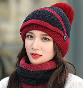 img 2 attached to Women's Winter Knit Beanie Hat with 🧣 Pompom, Scarf, and Mask Set - Cozy and Warm