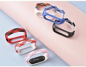 img 1 attached to 🔗 Braided Solo Loop Strap for Xiaomi Mi Band 5/6 - Soft Stretchable Nylon Sport Replacement Band