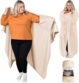 img 4 attached to 🧥 Cozy Hug Wearable Blanket in Ivory Cream - Comfortable Warm Fuzzy Throw Blanket for Couch and Bed, Ideal Thinking of You Gifts for Women, Men, and Teenage Girls, Perfect Get Well Soon or Cancer Feel Better Gift