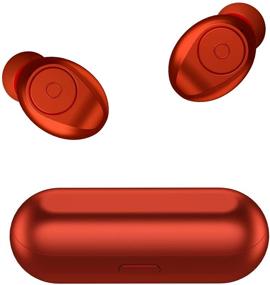 img 4 attached to Super Portable True Wireless Stereo Earbuds - Bluetooth 5.0, Deep Bass, Built-in Mic, IPX6 Waterproof, 40H Playtime, Charging Case (50g), Ideal for Workout & Running - Red