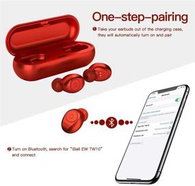 img 2 attached to Super Portable True Wireless Stereo Earbuds - Bluetooth 5.0, Deep Bass, Built-in Mic, IPX6 Waterproof, 40H Playtime, Charging Case (50g), Ideal for Workout & Running - Red