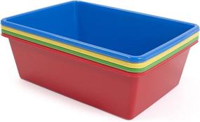 img 3 attached to Humble Crew Primary Color Set - Large Plastic Storage Bins (Pack of 4)