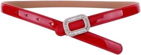 img 3 attached to 💎 Shimmering Chic: CB Women's Fashion Skinny Patent Leather Belts with Elegant Rhinestone Buckle - Enhance Your Waistline