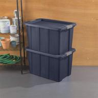30 gallon sterilite 15278n04 latching tote with dark indigo lid and base, enhanced with titanium for extra durability logo