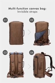 img 1 attached to 🎒 21 inch Vintage Brown Canvas Rucksack - WITZMAN Men's A2021 Travel Backpack Duffel Bag