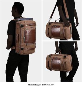 img 2 attached to 🎒 21 inch Vintage Brown Canvas Rucksack - WITZMAN Men's A2021 Travel Backpack Duffel Bag