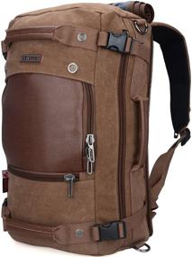 img 4 attached to 🎒 21 inch Vintage Brown Canvas Rucksack - WITZMAN Men's A2021 Travel Backpack Duffel Bag