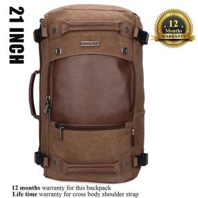 img 3 attached to 🎒 21 inch Vintage Brown Canvas Rucksack - WITZMAN Men's A2021 Travel Backpack Duffel Bag