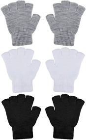 img 1 attached to 🧤 Cooraby Boys' Fingerless Stretchy Knitted Mittens - Optimal Accessories for Maximum Comfort