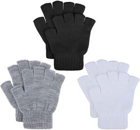 img 4 attached to 🧤 Cooraby Boys' Fingerless Stretchy Knitted Mittens - Optimal Accessories for Maximum Comfort